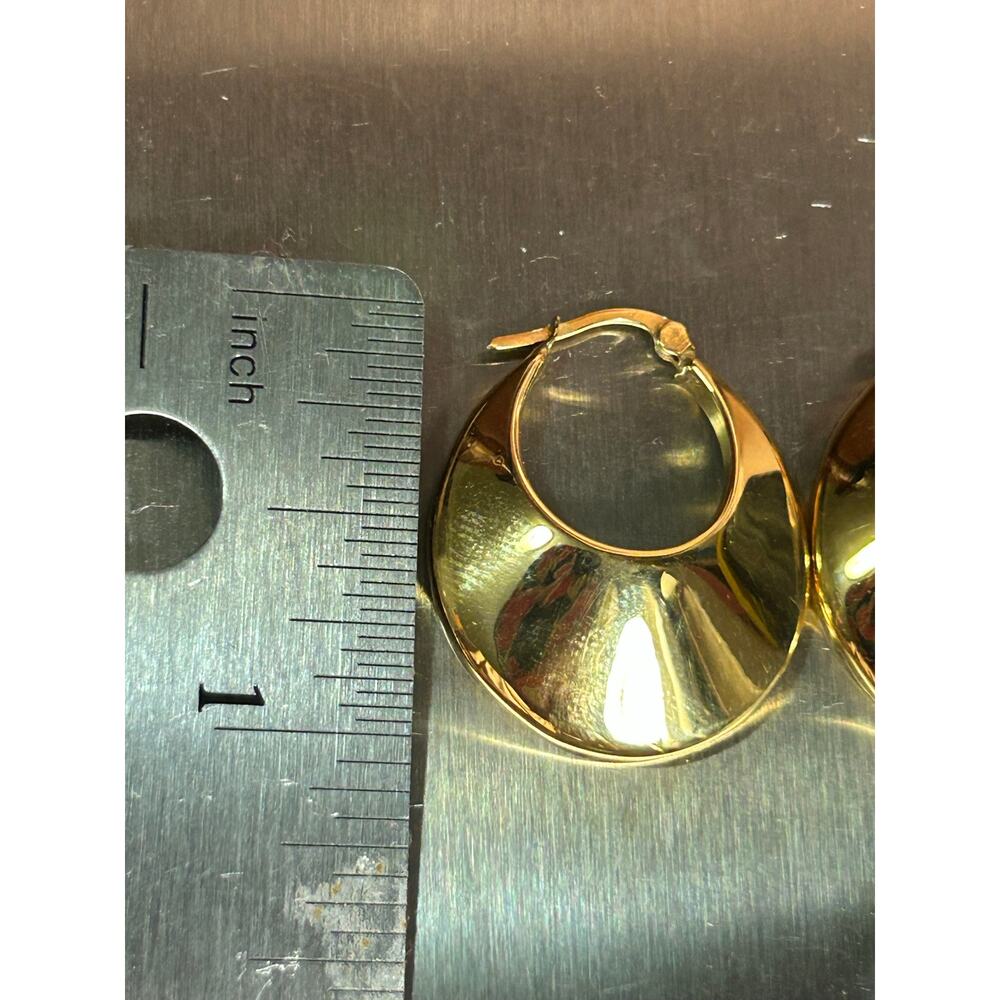 Vintage 14k solid yellow gold chunky oversized hoop earrings fine jewelry - Picture 10 of 11